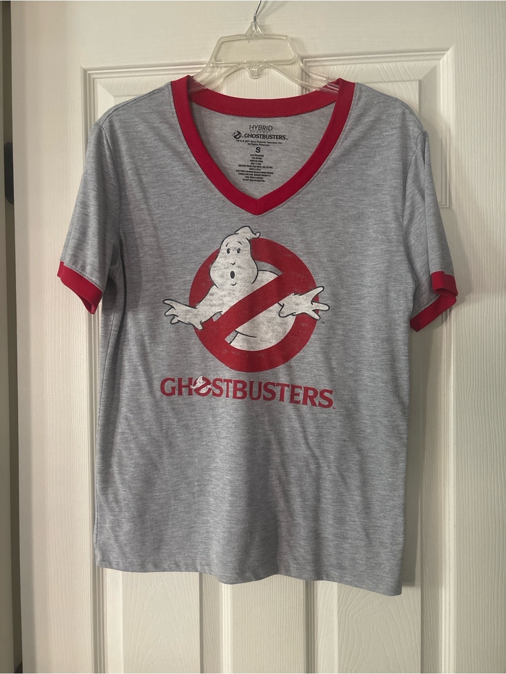 Hybrid & company Gray Tee with Red Ghostbusters Logo